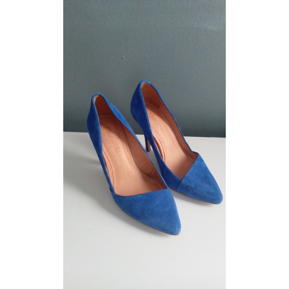 Madewell Suede Pointed-Toe‎ Heels Cobalt Blue Pumps Classic Shoes - Picture 3 of 8